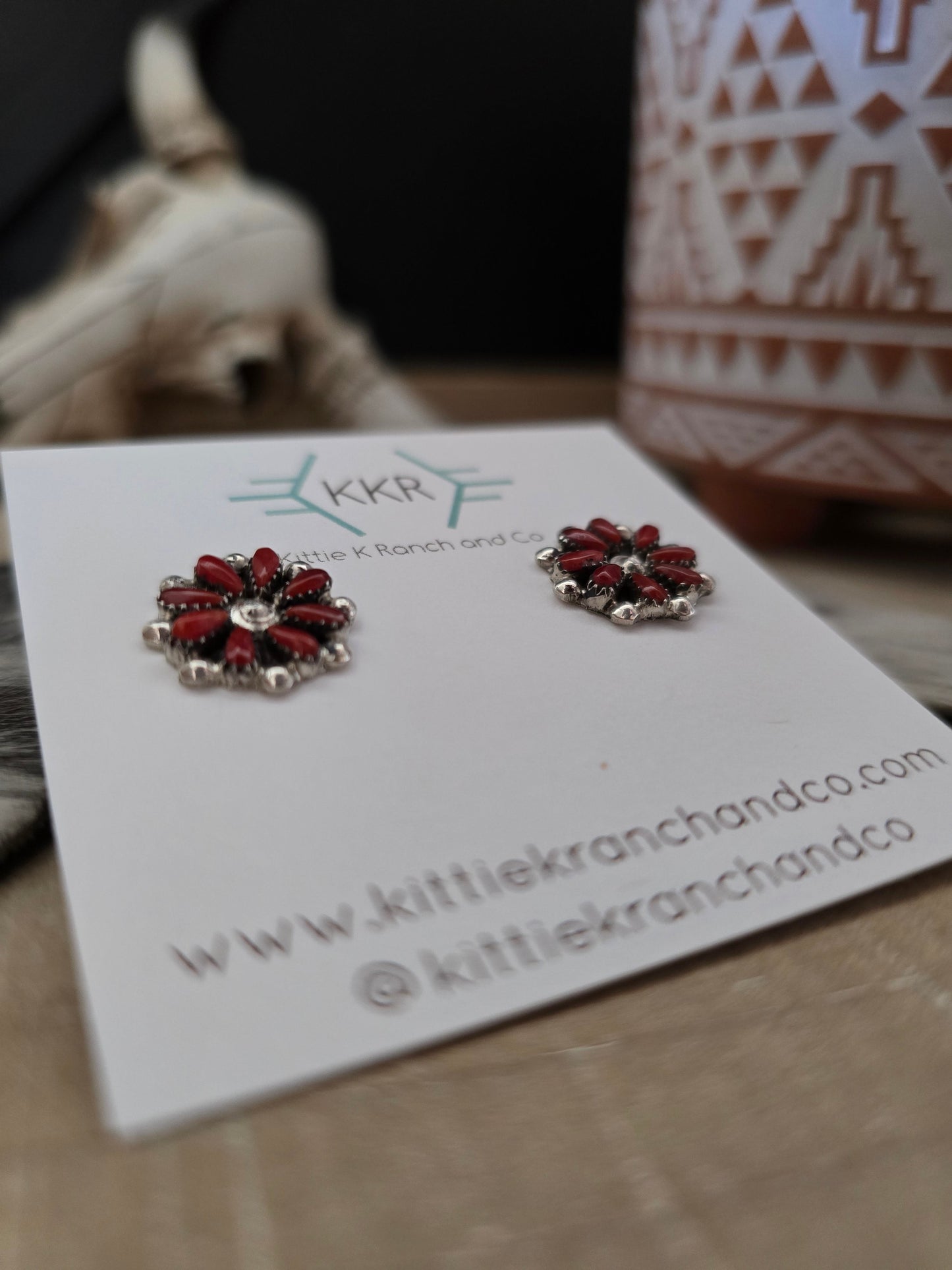 DAVID LEEKITY ZUNI STYLE CORAL CLUSTER EARRINGS