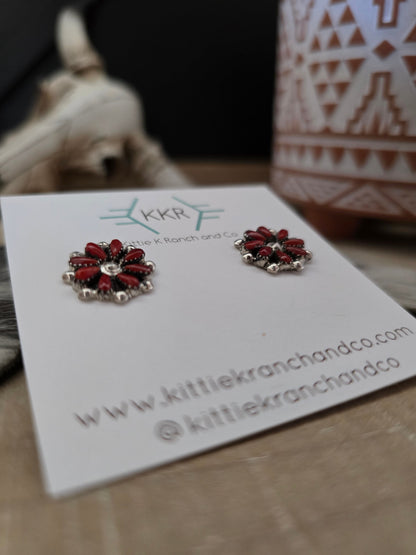 DAVID LEEKITY ZUNI STYLE CORAL CLUSTER EARRINGS