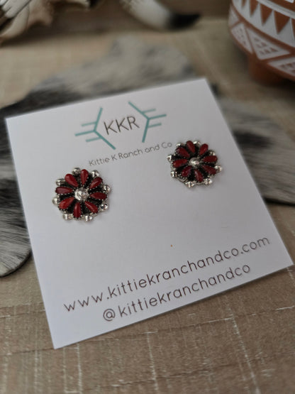 DAVID LEEKITY ZUNI STYLE CORAL CLUSTER EARRINGS