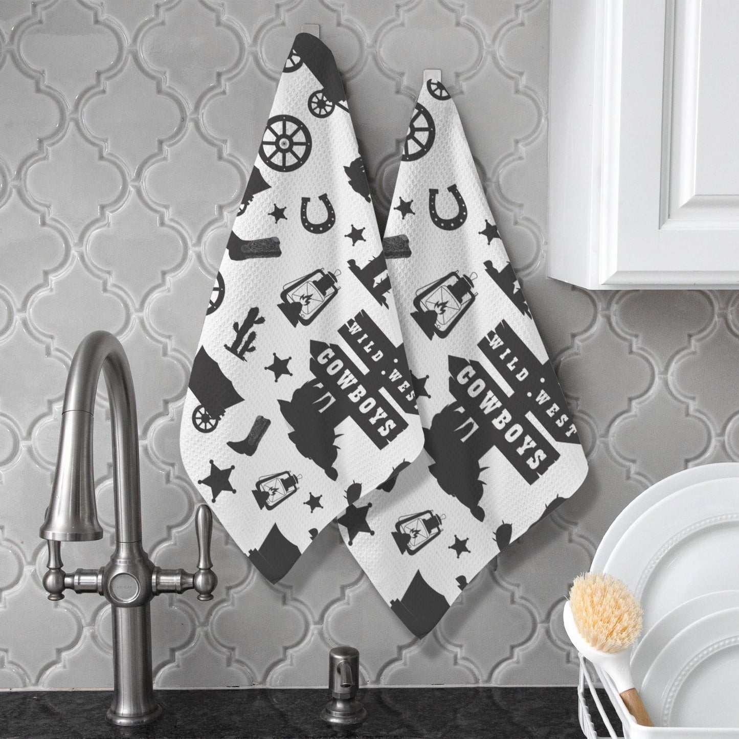 Wild West Cowboys Set of 2 Dish Towels Made in America