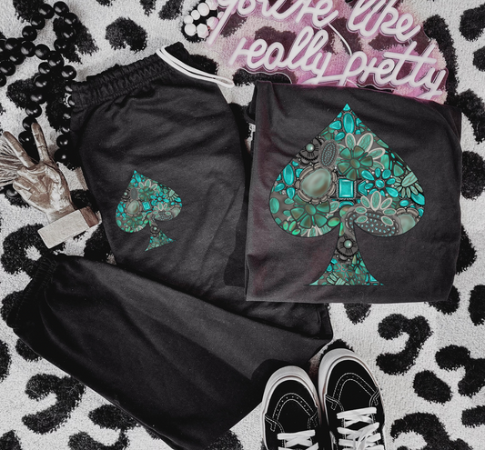 Turquoise Spade Sweat Set