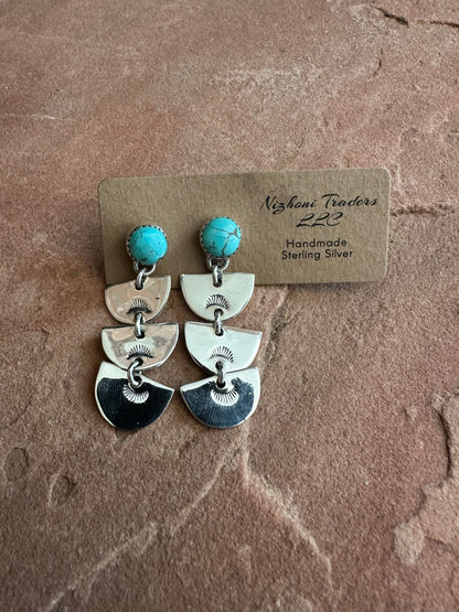 Handmade Number 8 Turquoise and Sterling Silver Dangles