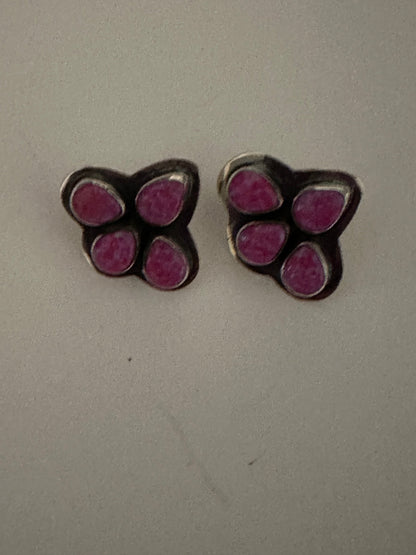 Handmade The Sunny Hot Pink Opal Sterling Silver Post Earrings