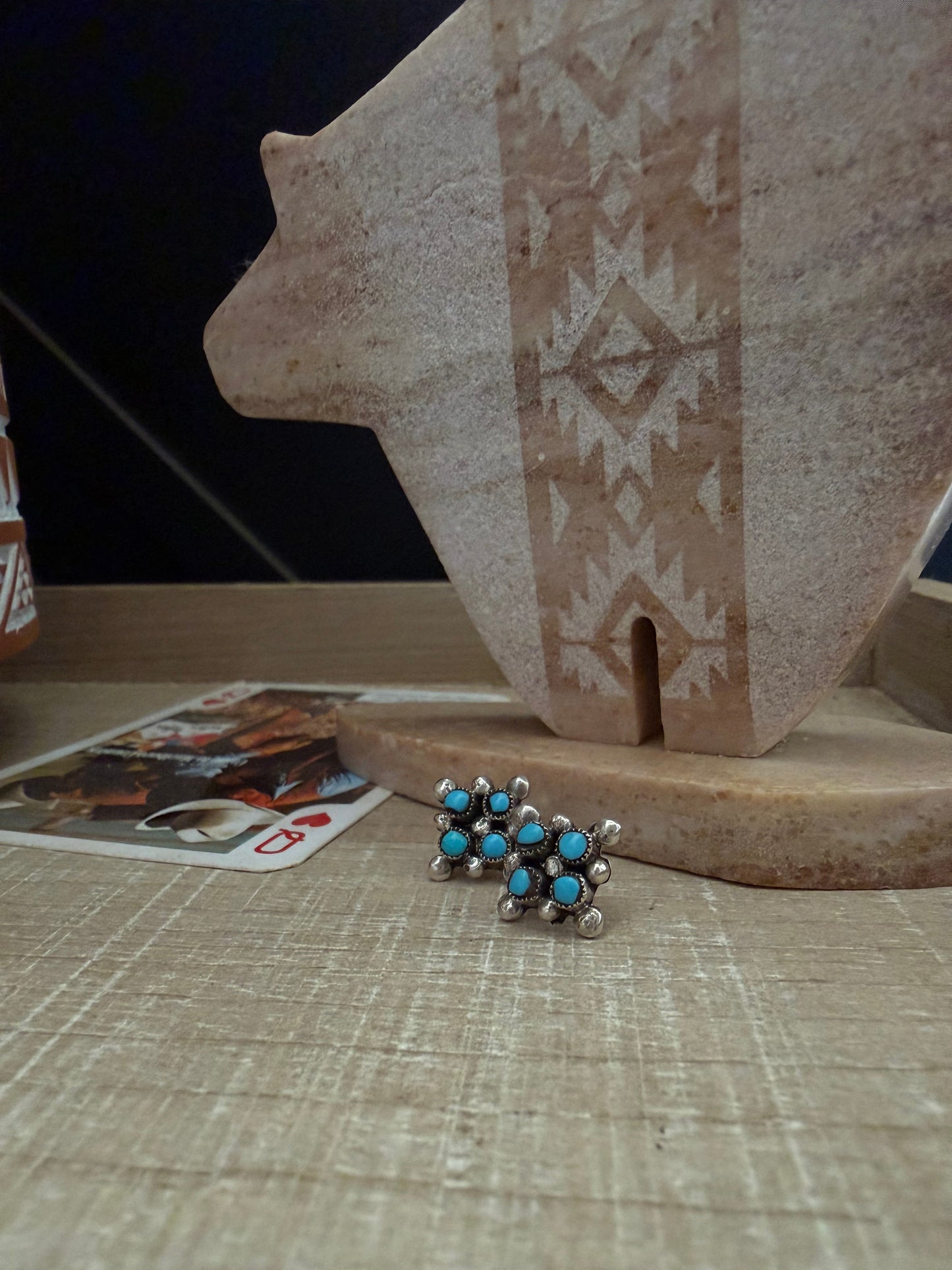 CALVERT LAMY ZUNI FOUR STONE TURQUOISE EARRING