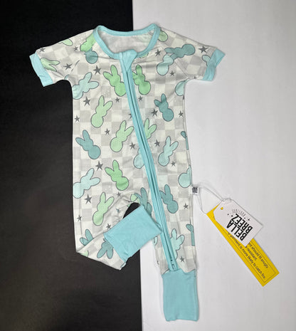 Blue Bunnies Short Sleeve Bamboo Sleeper (FINAL SALE)