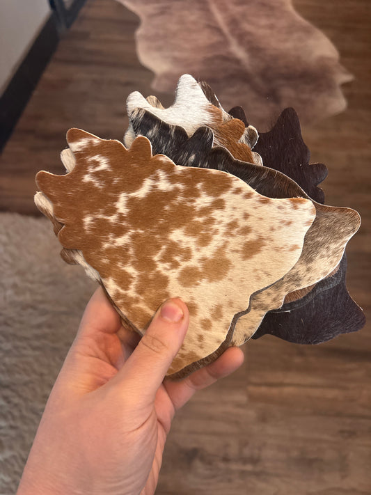 Mini Cowhide Rugs Coasters- 6 Pack