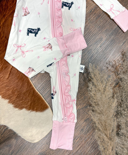 Boots, Bows & Bovine Bamboo Sleeper