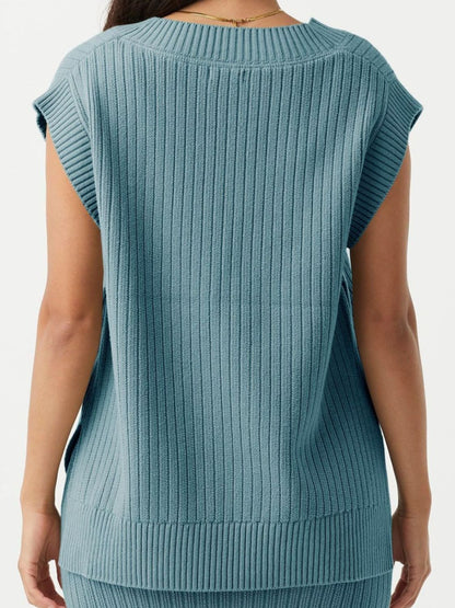 Mandy Ribbed V-Neck Sweater Vest