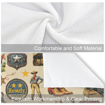 Vintage Cowboy Set of 4 Kitchen Dish Towels Made in America