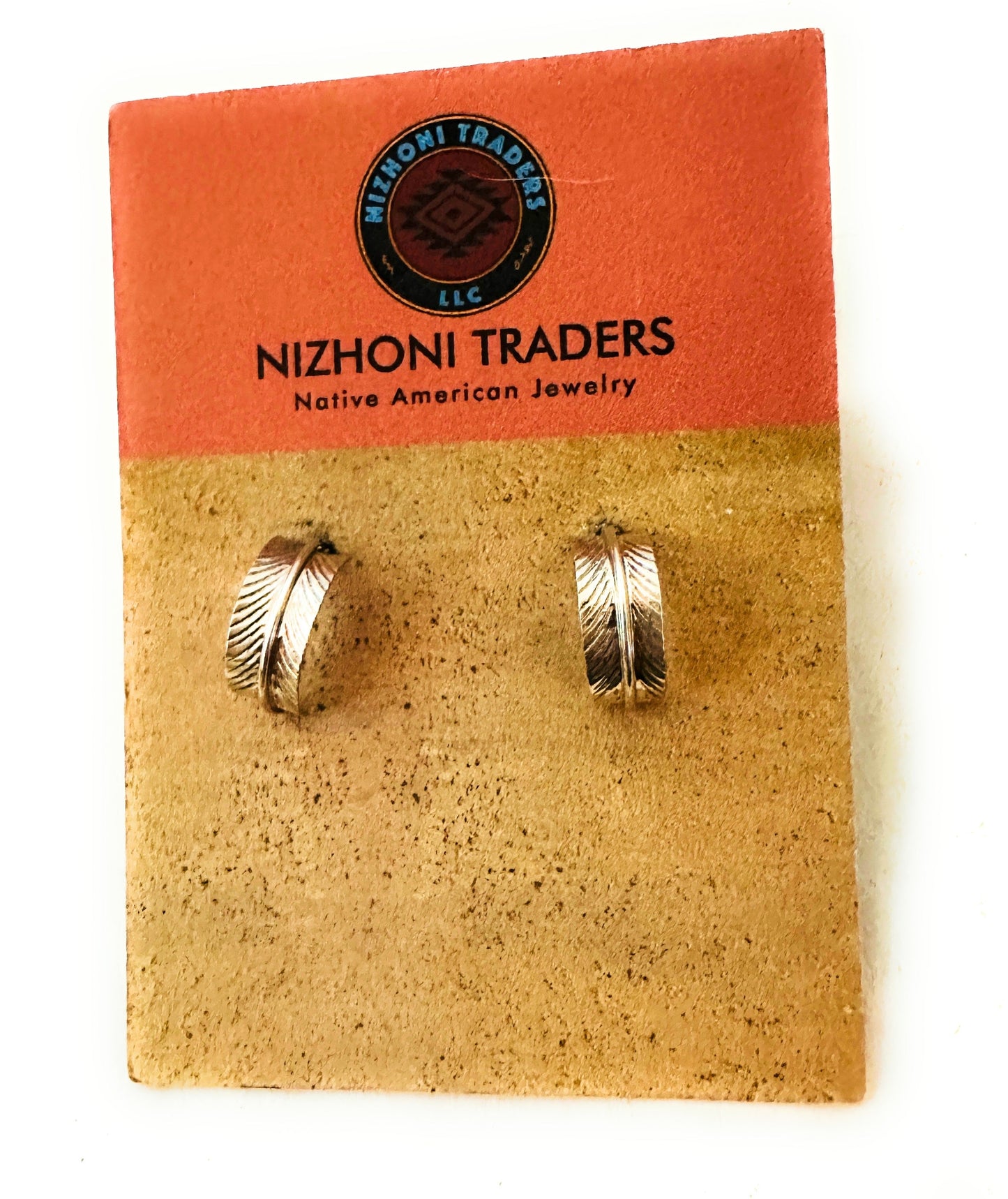 Navajo Sterling Silver Hoop Feather Earrings