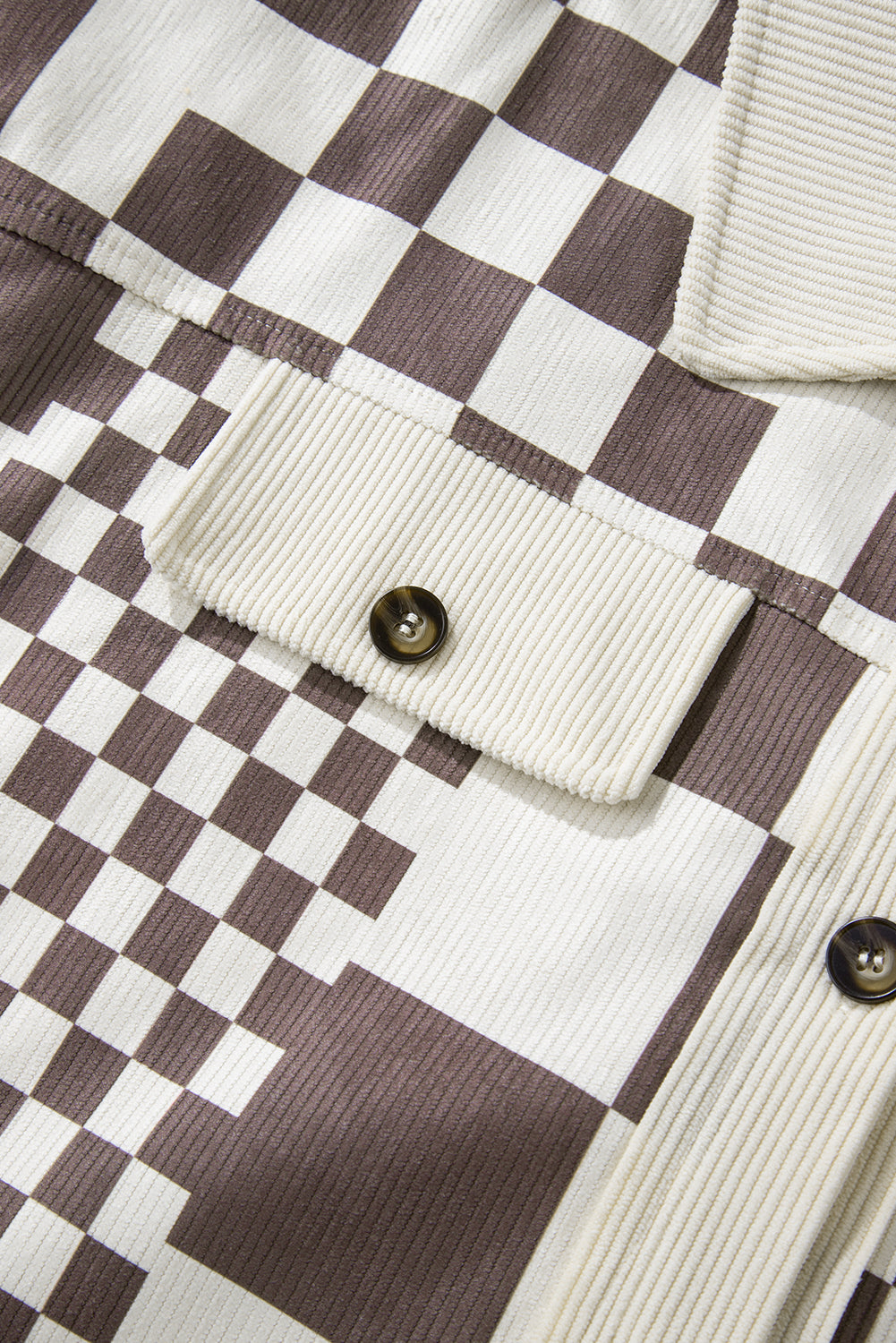 Brown Checkered Corduroy Shacket