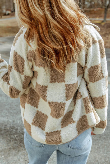 Checkered Snap Down Long Sleeve Jacket