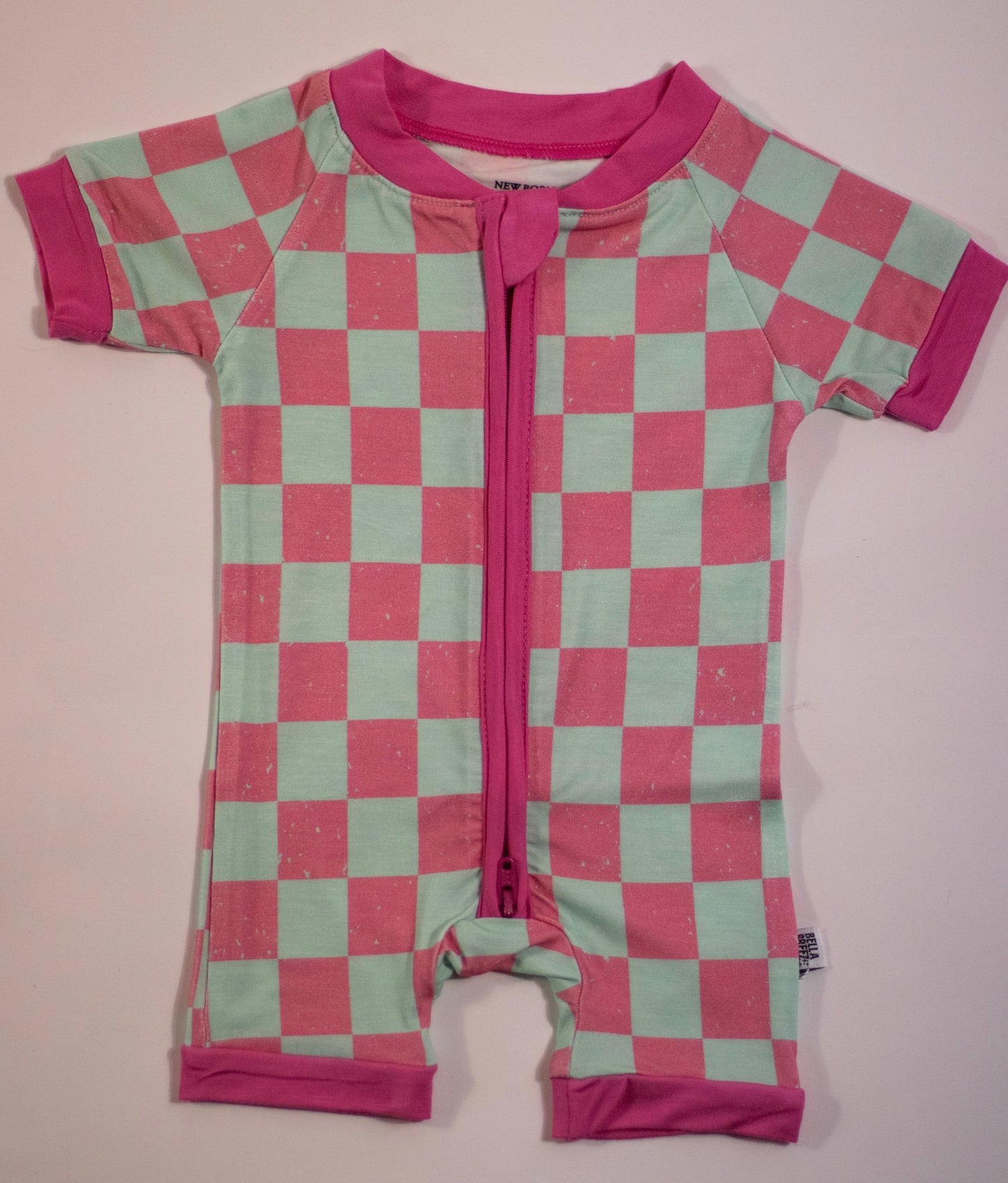 Bubblegum Checks Bamboo Shortie Romper