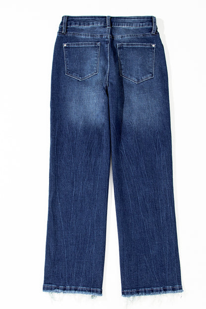 Mineral Wash Raw Hem  Flared Jeans