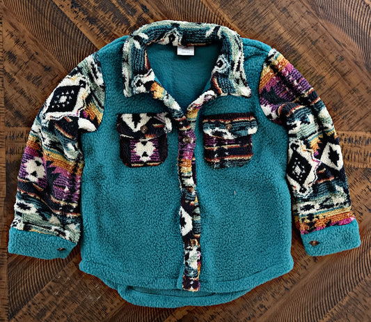 Kids Teal Aztec Shacket