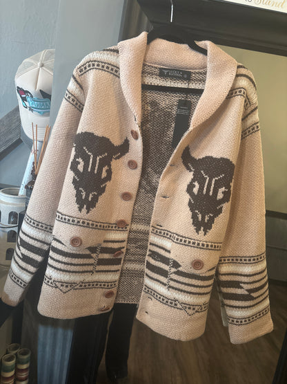 Cream Cowskull Sweater Cardigan