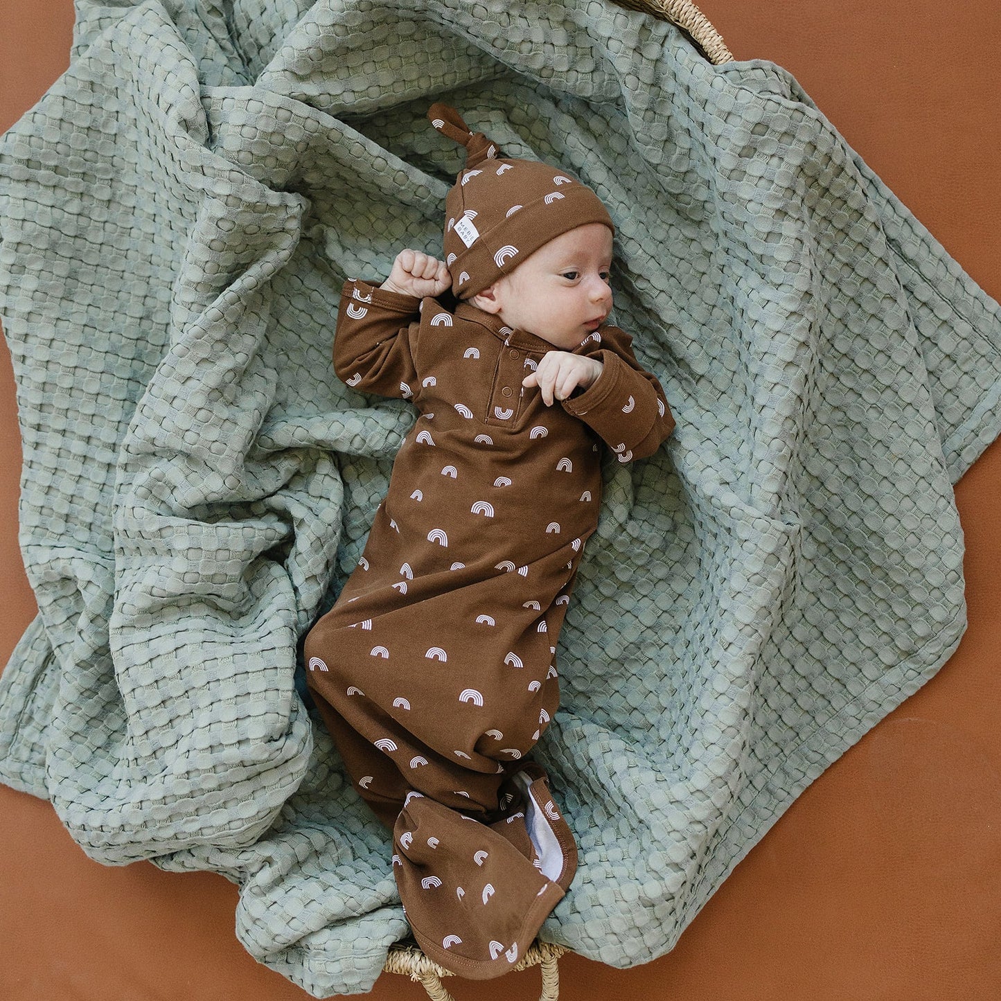 Rust Rainbow Newborn Knot Hat