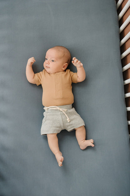 Dusty Blue Bamboo Stretch Crib Sheet