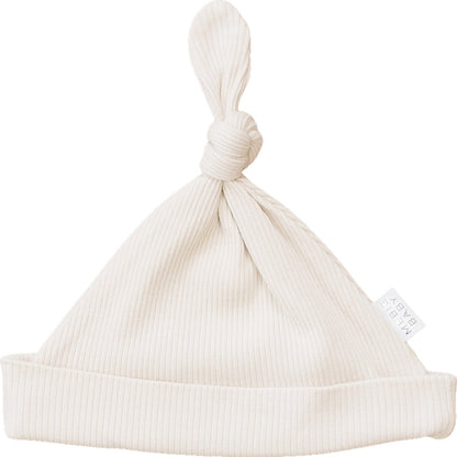 Vanilla Organic Ribbed Newborn Knot Hat