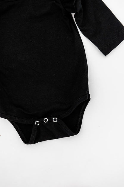 Black L/S Flutter Bodysuit