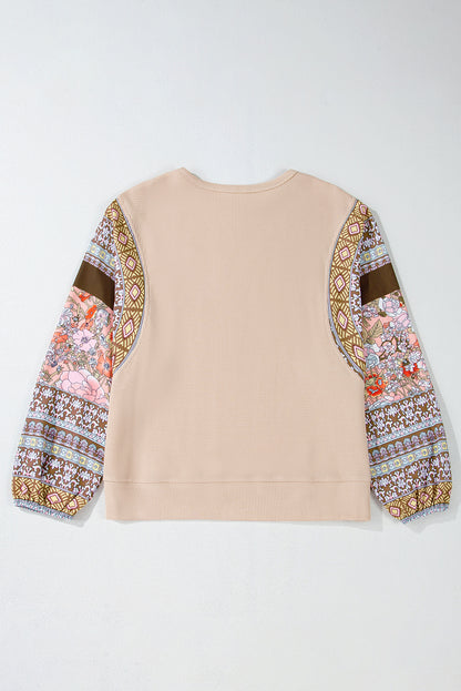 Floral Patchwork Waffle Knit Top