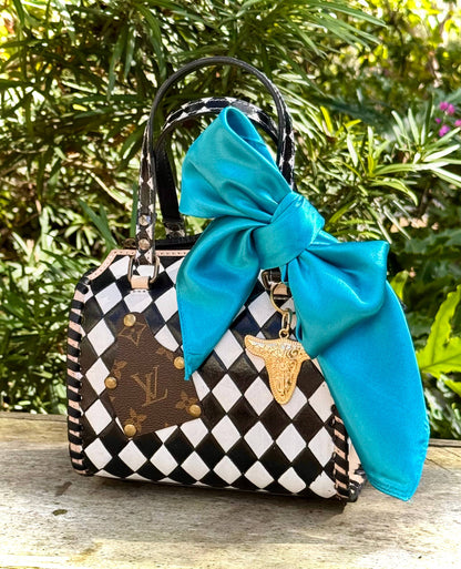 Upcycled LV Black & White Western Checkered Speedy Bag