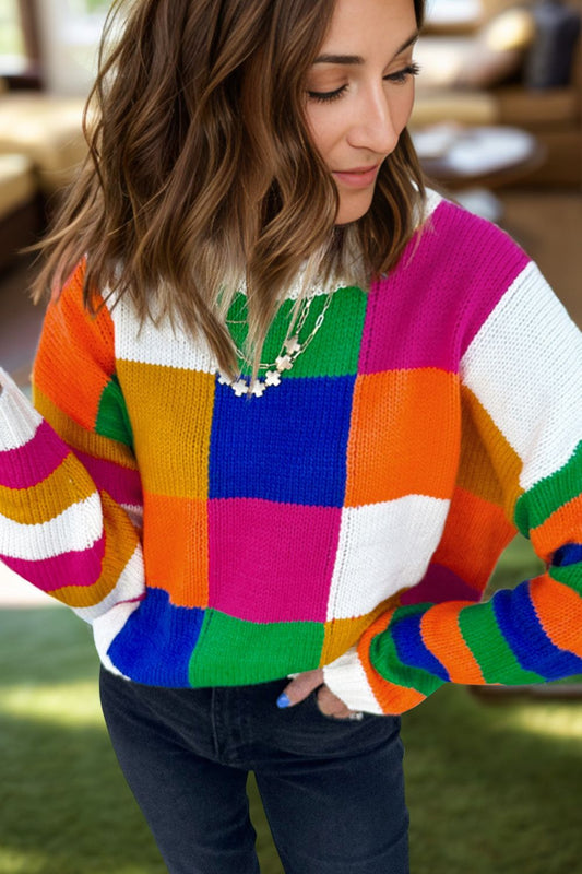 Color Block Long Sleeve Sweater