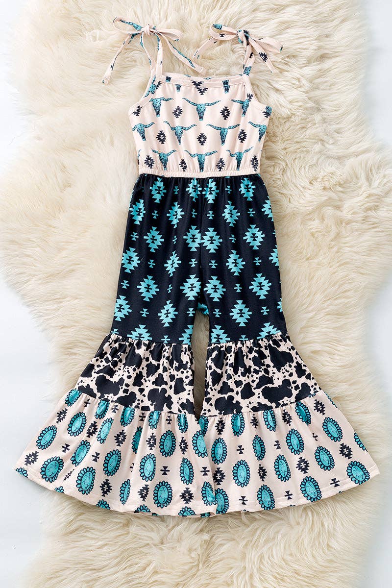 Bull Skull, Aztec, & Concho Printed Jumpsuit