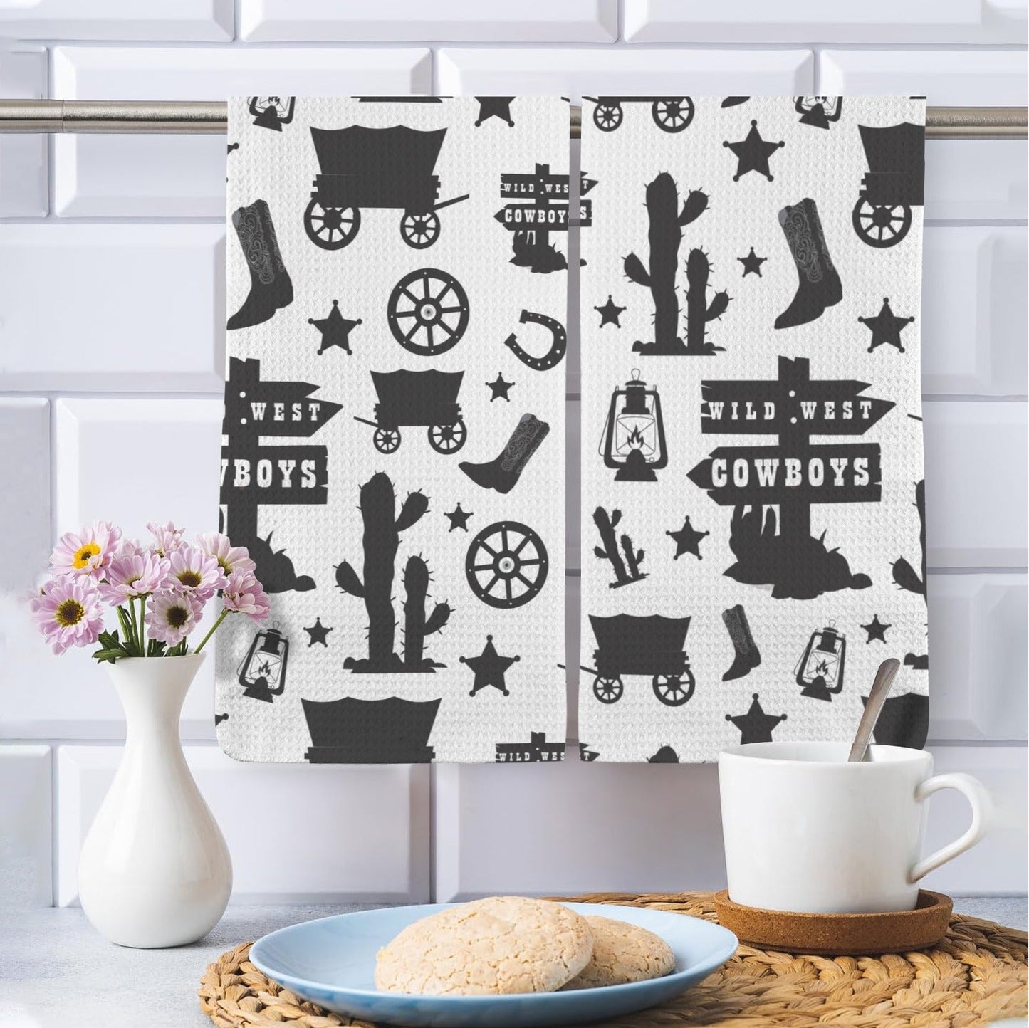 Wild West Cowboys Set of 2 Dish Towels Made in America