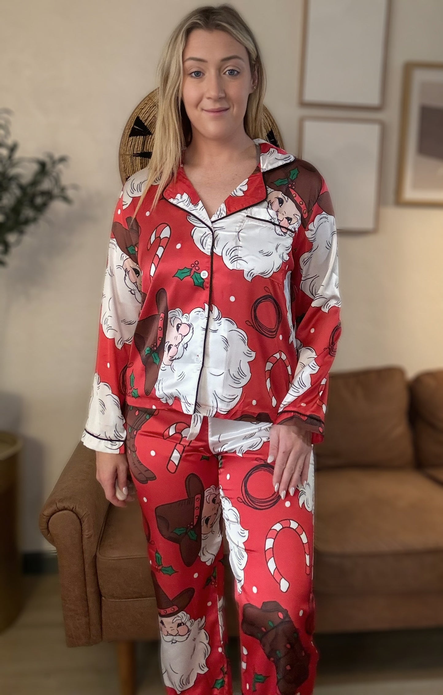 Western Christmas Silky Pajama Sets