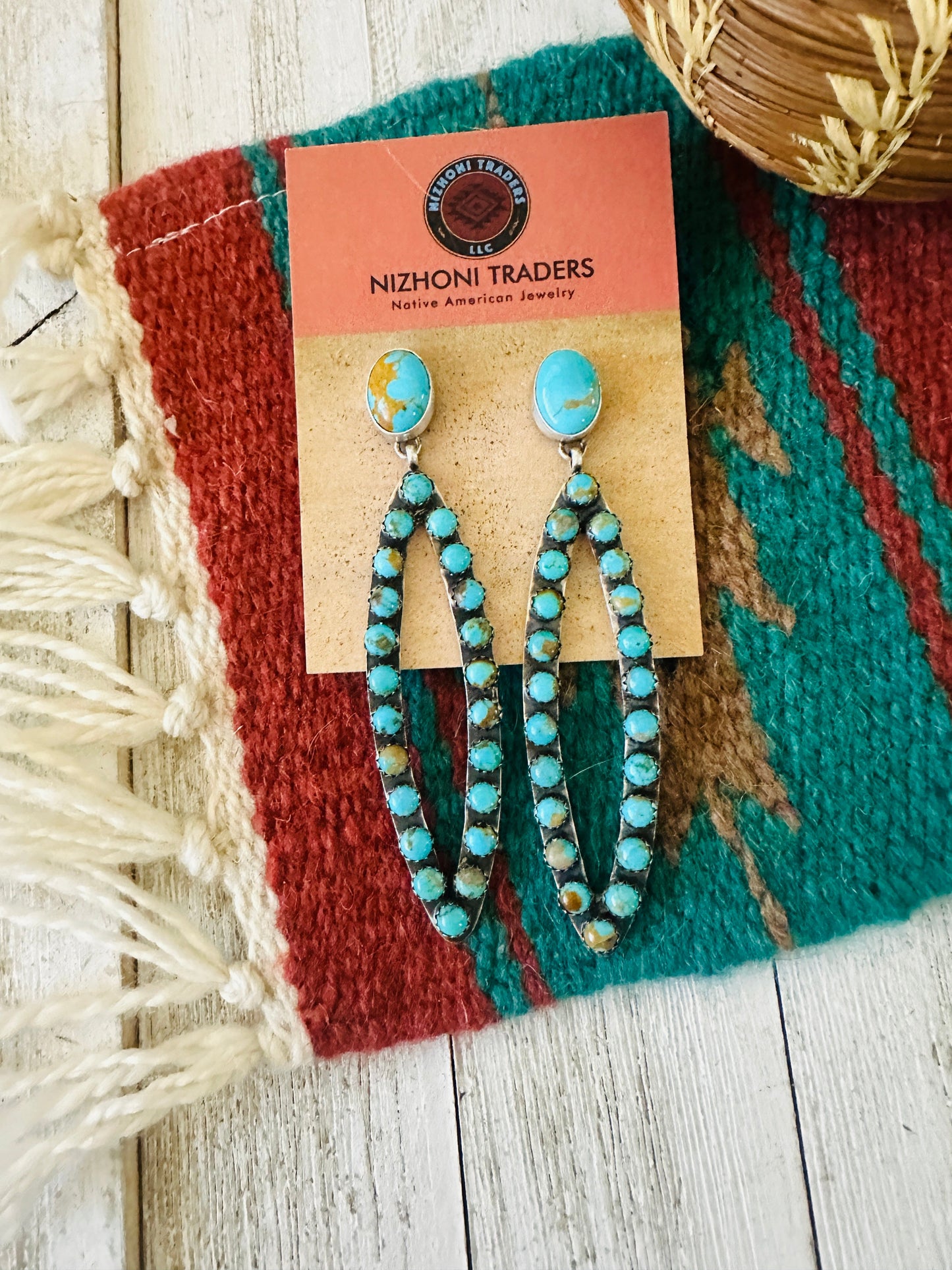 Navajo Sterling Silver & Turquoise Dangle Earrings