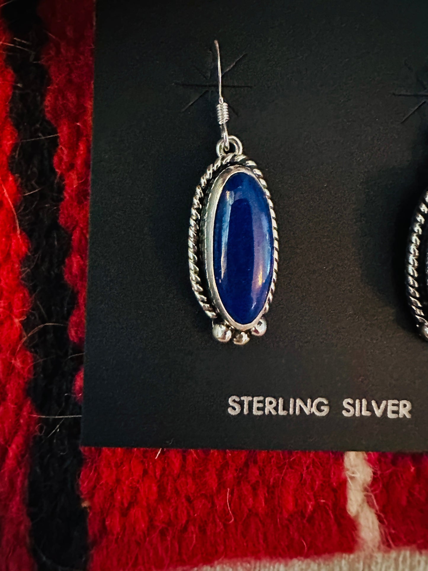 Navajo Lapis and Sterling Silver Dangle Earrings