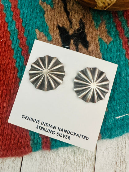 Navajo Sterling Silver Concho Post Earrings