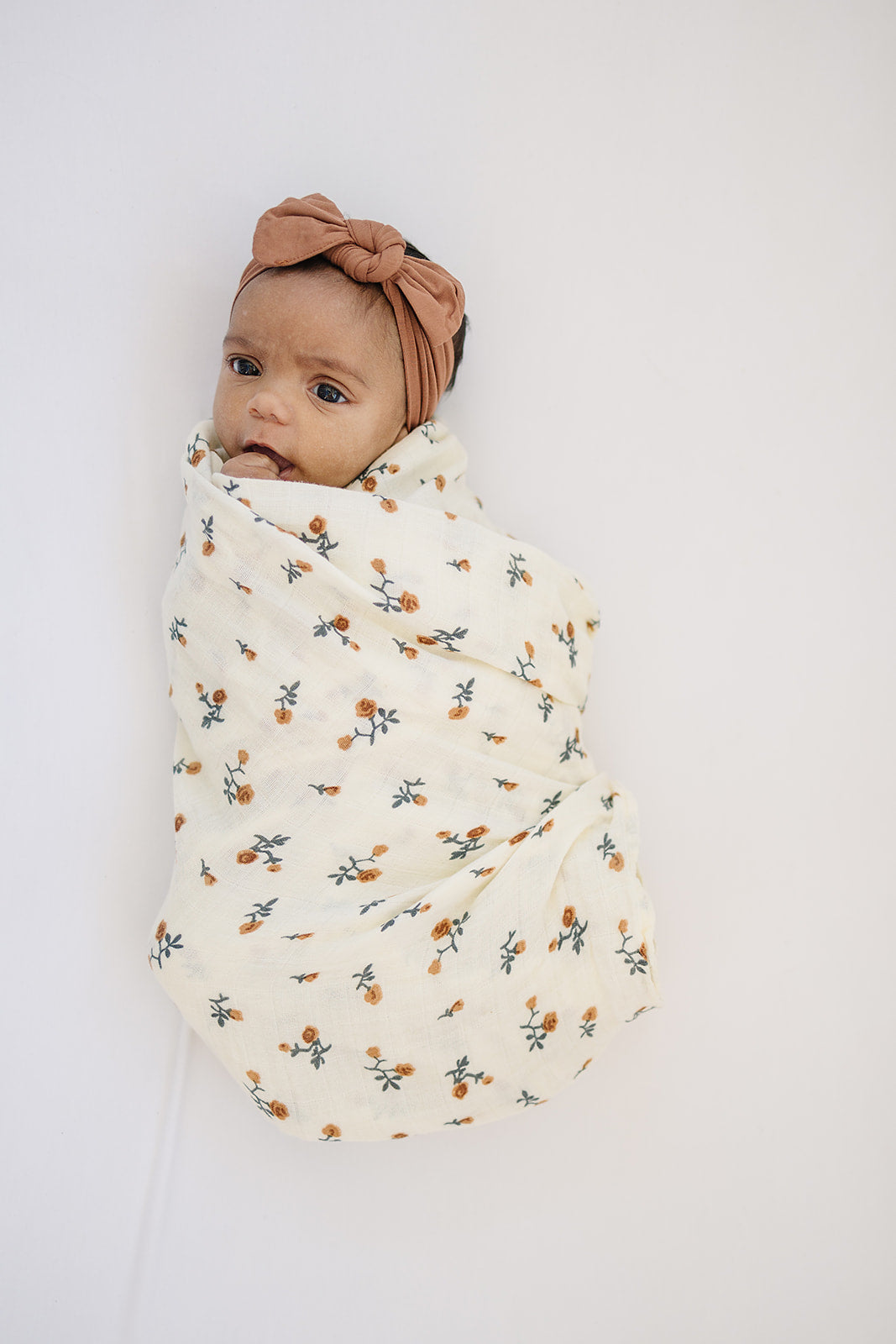 Cream Floral Muslin Swaddle Blanket