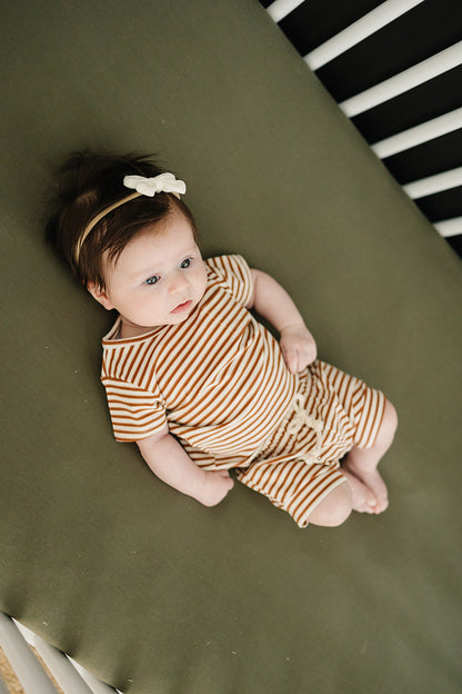 Olive Bamboo Stretch Crib Sheet