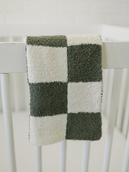 Green Checkered Plush Blanket