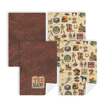 Vintage Cowboy Set of 4 Kitchen Dish Towels Made in America