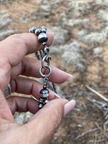 3 Strand Sterling Silver Navajo Pearl Style Beaded  Necklaces