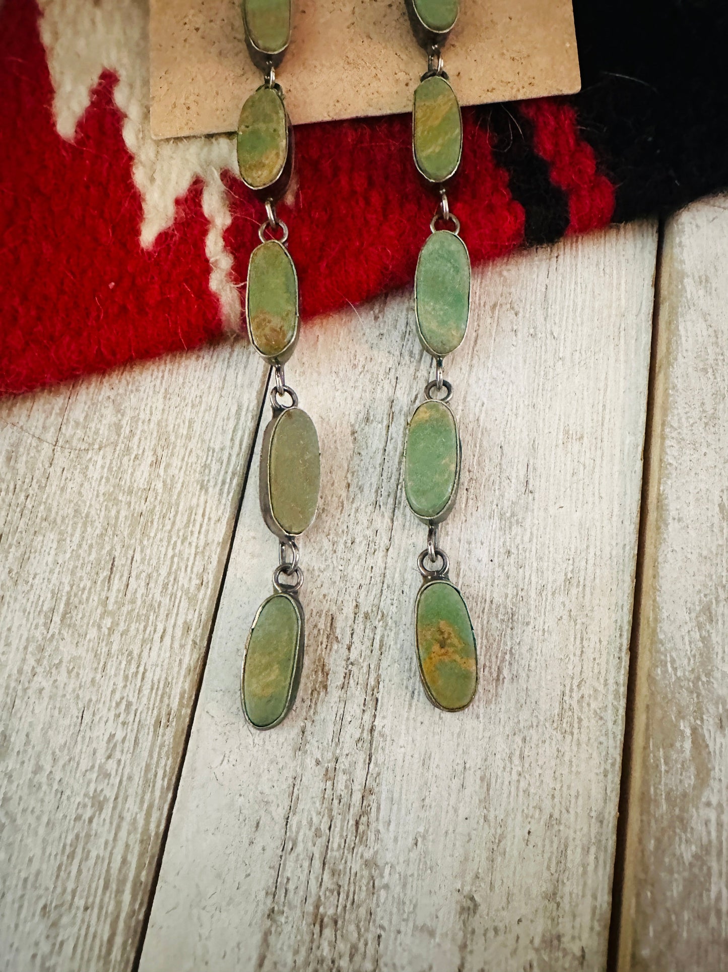 Navajo Royston Turquoise And Sterling Silver Dangle Earrings by Jacqueline Silver