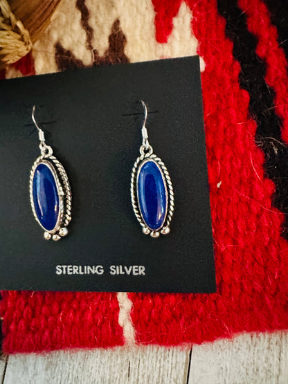 Navajo Lapis and Sterling Silver Dangle Earrings