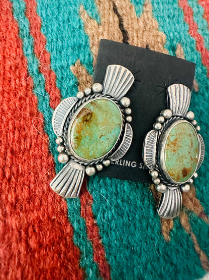 Navajo Royston Turquoise & Sterling Silver Post Earrings