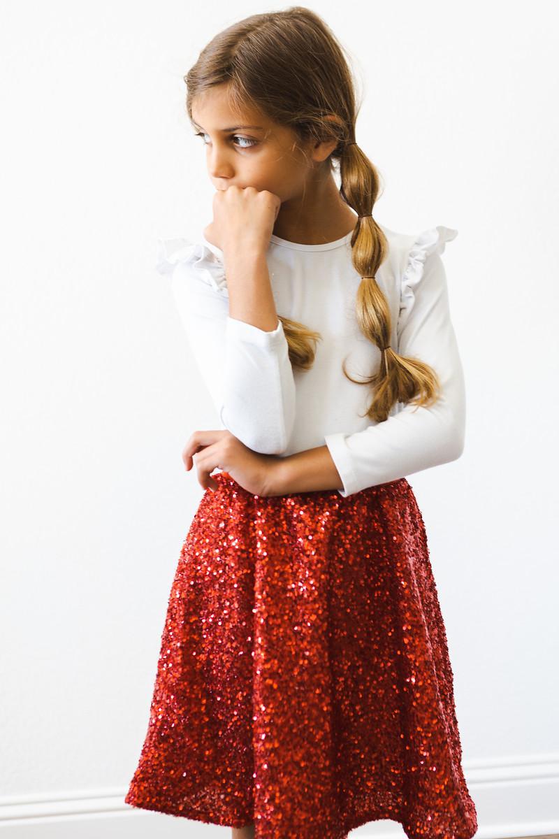 Red Sequin Twirl Skirt