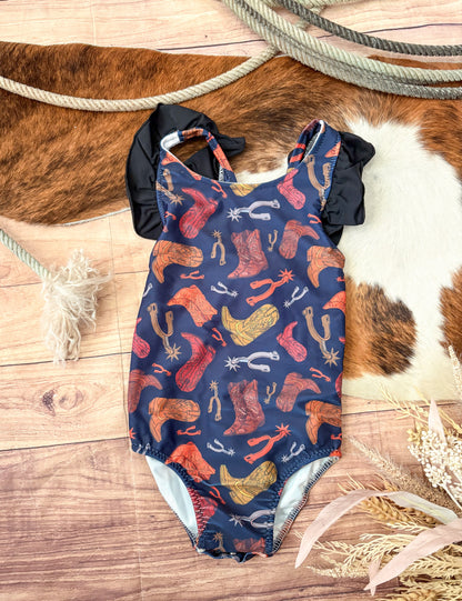 Boots & Spurs One Piece Bow Swimsuit