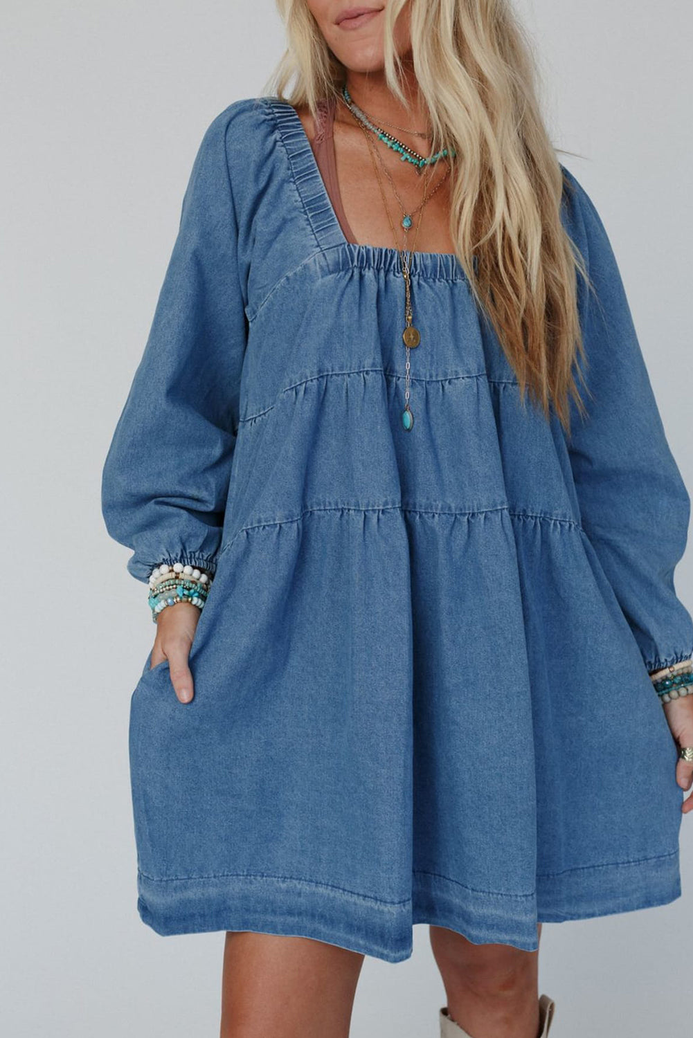 Loose Fit Denim Mini Dress