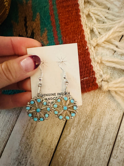 Navajo Turquoise & Sterling Silver Dangle Earrings