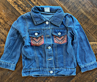 Girls Denim Aztec Jacket