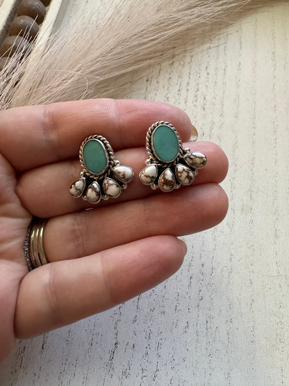 “Turquoise Gallop” Nizhoni Wild Horse, Turquoise & Sterling Silver Post Earrings