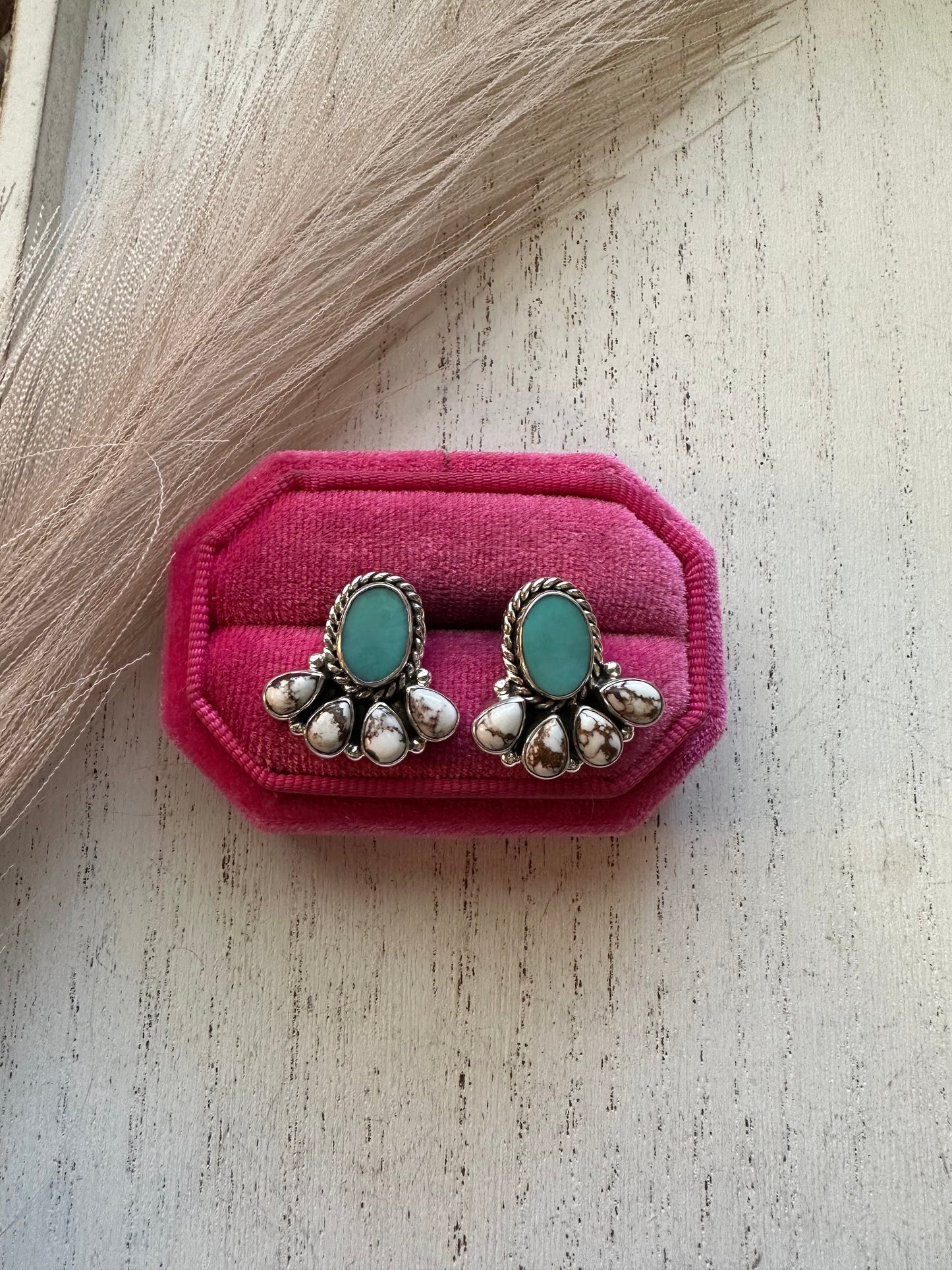 “Turquoise Gallop” Nizhoni Wild Horse, Turquoise & Sterling Silver Post Earrings