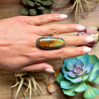 MJ Turquoise Ring – Sterling Silver Adjustable Band