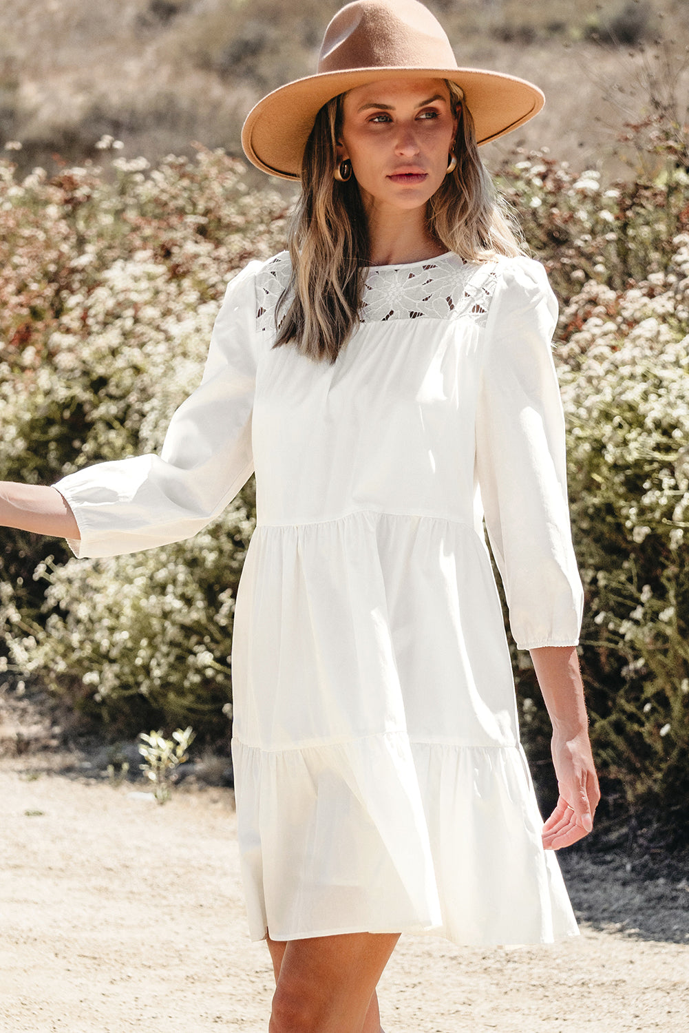 White Floral Lace Dress